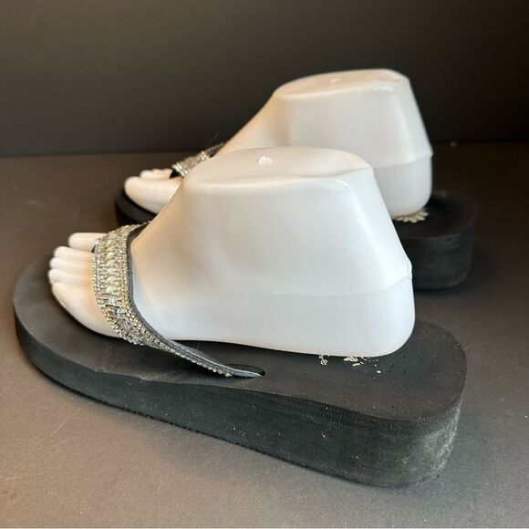 Yellowbox Black Crystal Strap Flip‎ Flops Size 9.5 - Picture 4 of 7